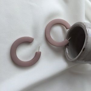 Dust pink Sterling silver pin hoop earrings